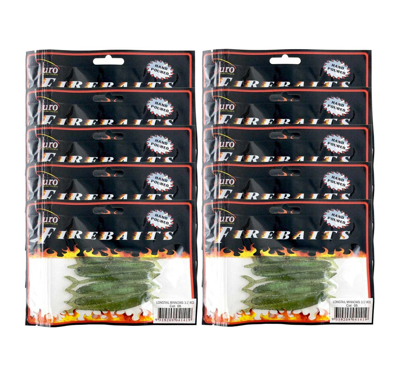 Juro Firebaits Longtail Minnows 3.5" Soft Plastics Col 05 10 Pack